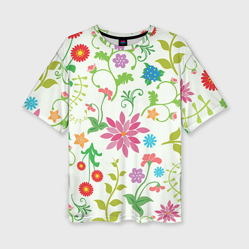 Женская футболка оверсайз Поле полевых цветов / 3D-принт – фото 1
