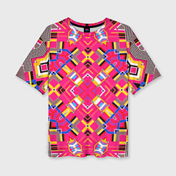 Женская футболка оверсайз Розовый абстрактный современный узор