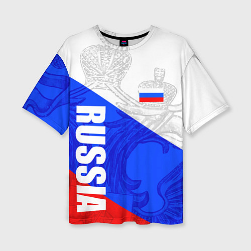 Женская футболка оверсайз RUSSIA - SPORTWEAR - ТРИКОЛОР / 3D-принт – фото 1