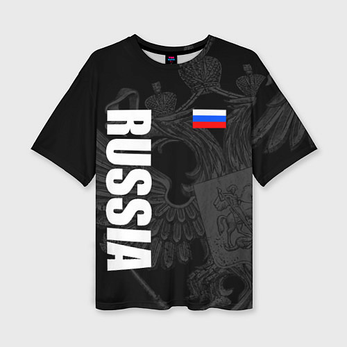 Женская футболка оверсайз RUSSIA - BLACK EDITION / 3D-принт – фото 1