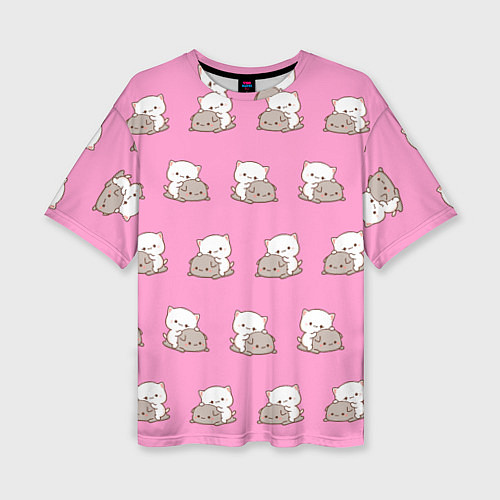 Женская футболка оверсайз Котяшки обнимашки / 3D-принт – фото 1