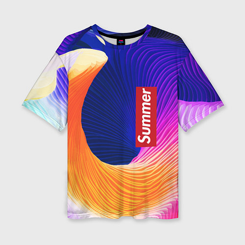 Женская футболка оверсайз Цветная волна Summer / 3D-принт – фото 1