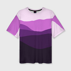 Женская футболка оверсайз Фиолетовый градиент горы абстракция