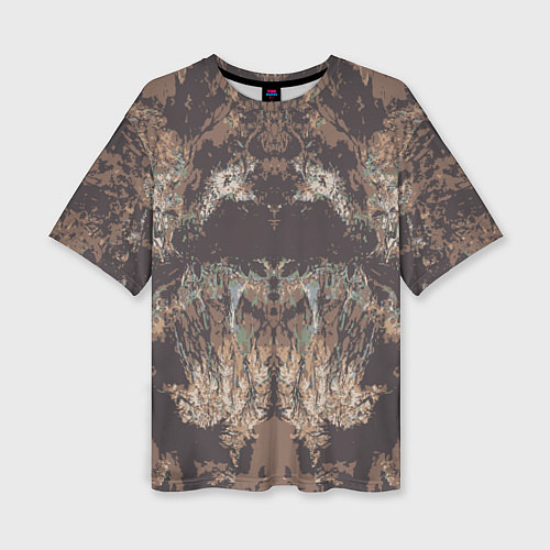 Женская футболка оверсайз Абстрактный графический узор,коричневого цвета Abs / 3D-принт – фото 1