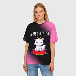 Футболка оверсайз женская Ангелина КОШКА Минимализм, цвет: 3D-принт — фото 2