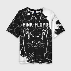 Женская футболка оверсайз Pink Floyd Rock Cat