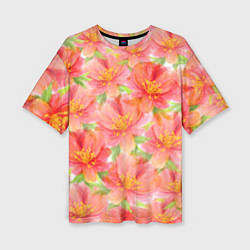 Женская футболка оверсайз Необычные цветы
