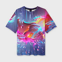 Женская футболка оверсайз Neon splashes