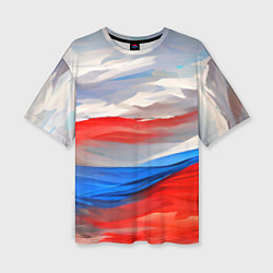 Женская футболка оверсайз Флаг России в красках
