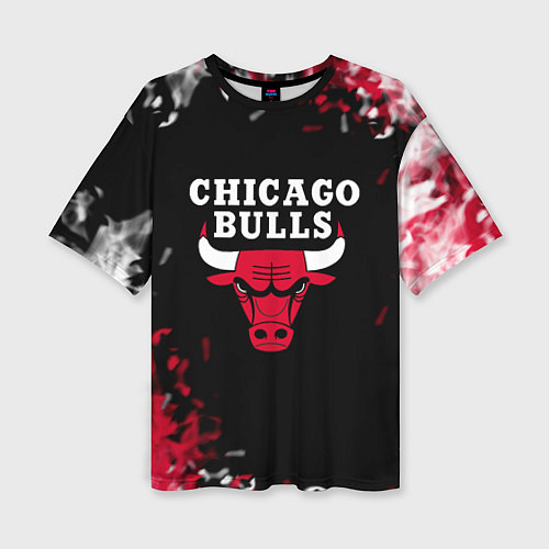 Женская футболка оверсайз Чикаго Буллз Chicago Bulls Огонь / 3D-принт – фото 1