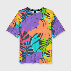 Женская футболка оверсайз Тропические экзотические листья