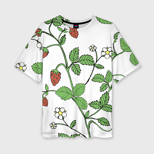 Женская футболка оверсайз Цветы Земляники Лесной / 3D-принт – фото 1