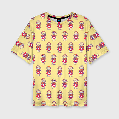 Женская футболка оверсайз Обезьянка на грибе / 3D-принт – фото 1