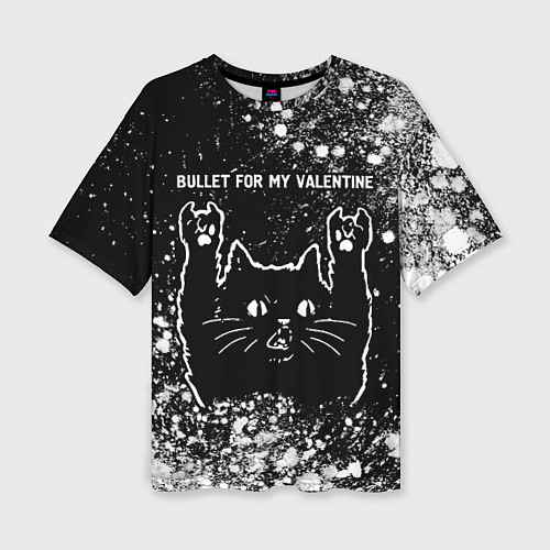 Женская футболка оверсайз Bullet For My Valentine Rock Cat / 3D-принт – фото 1