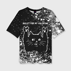 Женская футболка оверсайз Bullet For My Valentine Rock Cat