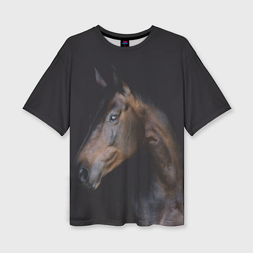 Женская футболка оверсайз Лошадь Благородство / 3D-принт – фото 1