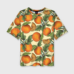 Женская футболка оверсайз Узор Апельсиновое настроение