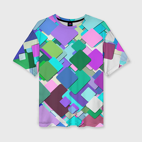 Женская футболка оверсайз MULTICOLORED SQUARES / 3D-принт – фото 1