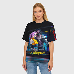 Футболка оверсайз женская Johnny и Vi Girl Cyberpunk2077, цвет: 3D-принт — фото 2
