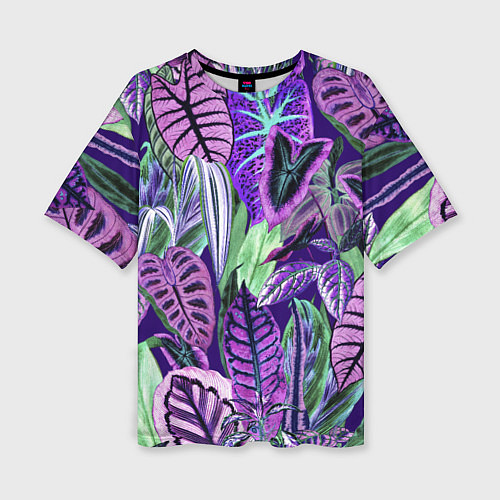 Женская футболка оверсайз Цветы Яркие Тропики / 3D-принт – фото 1
