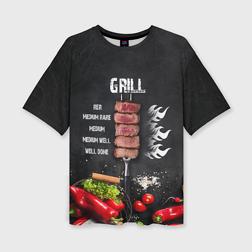Женская футболка оверсайз Гриль - степени прожарки мяса / 3D-принт – фото 1