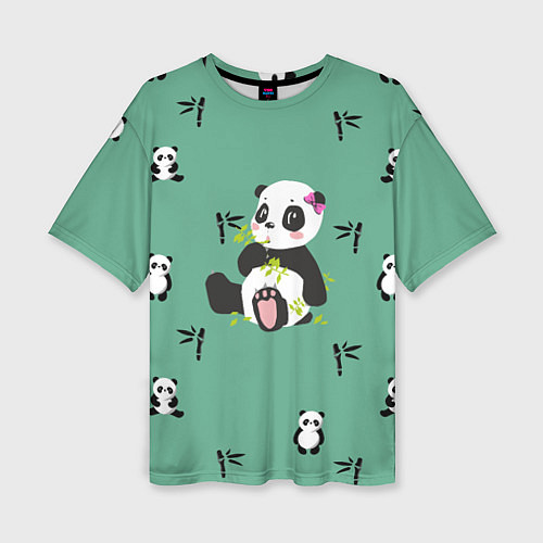 Женская футболка оверсайз Пандовая семья - Малышка / 3D-принт – фото 1