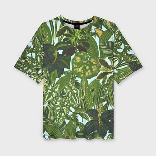Женская футболка оверсайз Зеленые Тропические Растения / 3D-принт – фото 1