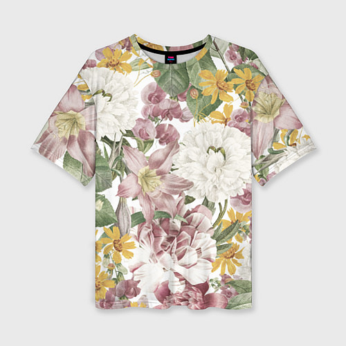 Женская футболка оверсайз Цветы Летний Свадебный Букет / 3D-принт – фото 1