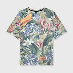 Женская футболка оверсайз Цветы Лилии и Агапантус