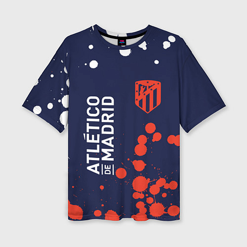 Женская футболка оверсайз ATLETICO MADRID Брызги / 3D-принт – фото 1