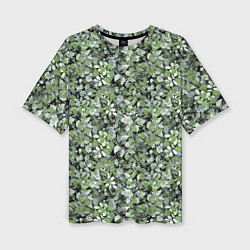 Женская футболка оверсайз Летний лесной камуфляж в зеленых тонах