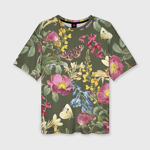 Женская футболка оверсайз Цветы Винтажные / 3D-принт – фото 1