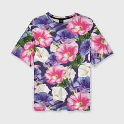 Женская футболка оверсайз Цветы Петунии