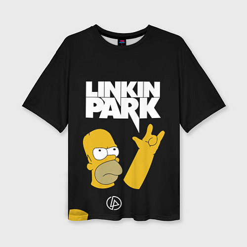 Женская футболка оверсайз LINKIN PARK ГОМЕР СИМПСОН, SIMPSONS / 3D-принт – фото 1