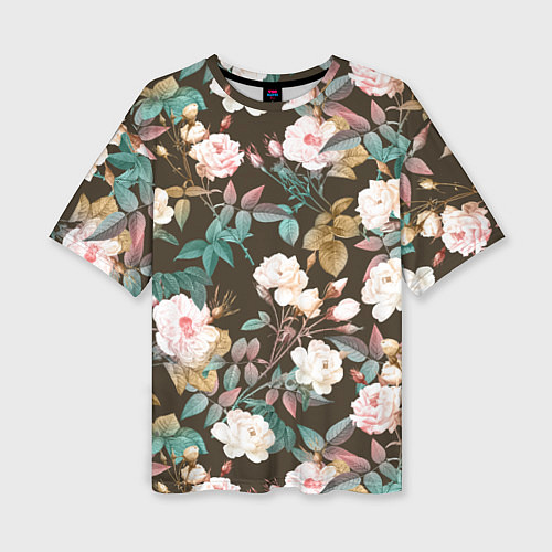 Женская футболка оверсайз Цветы Розы Садовые / 3D-принт – фото 1