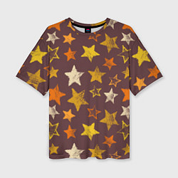 Женская футболка оверсайз Звездное коричневое небо