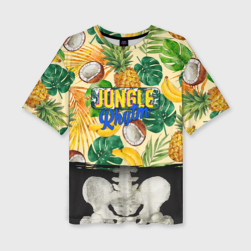 Женская футболка оверсайз Тропики Ритм Джунглей Ананасы Кокосы Бананы / 3D-принт – фото 1