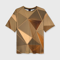 Женская футболка оверсайз Золотые 3D треугольники