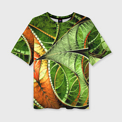 Женская футболка оверсайз Растительный абстрактный фрактальный паттерн Veget