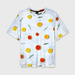 Женская футболка оверсайз Дольки апельсина и грейпфрута
