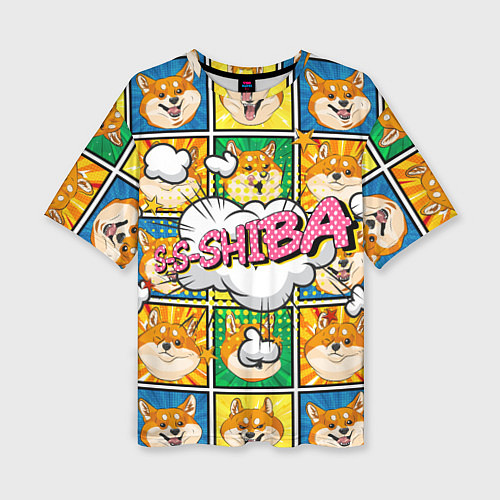 Женская футболка оверсайз Pop art shiba inu / 3D-принт – фото 1