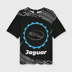 Женская футболка оверсайз Jaguar в стиле Top Gear со следами шин на фоне