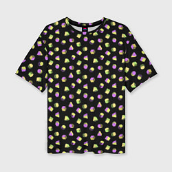 Женская футболка оверсайз Объемные цветные геометрические фигуры