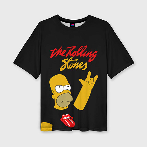 Женская футболка оверсайз Rolling Stones Гомер Симпсон рокер / 3D-принт – фото 1