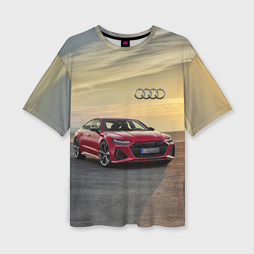 Женская футболка оверсайз Audi RS 7 на закате солнца Audi RS 7 at sunset / 3D-принт – фото 1