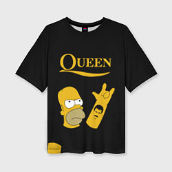 Женская футболка оверсайз Queen Гомер Симпсон Рокер