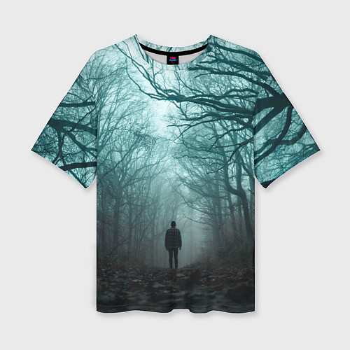 Женская футболка оверсайз Парень в лесу / 3D-принт – фото 1