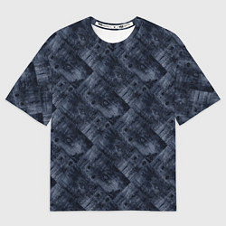 Футболка оверсайз женская Темный серо-синий узор деревянного паркета, цвет: 3D-принт