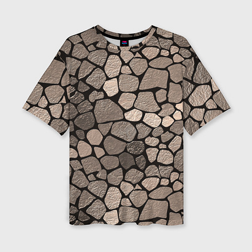 Женская футболка оверсайз Черно-коричневая текстура камня / 3D-принт – фото 1