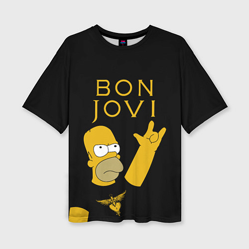 Женская футболка оверсайз Bon Jovi Гомер Симпсон Рокер / 3D-принт – фото 1
